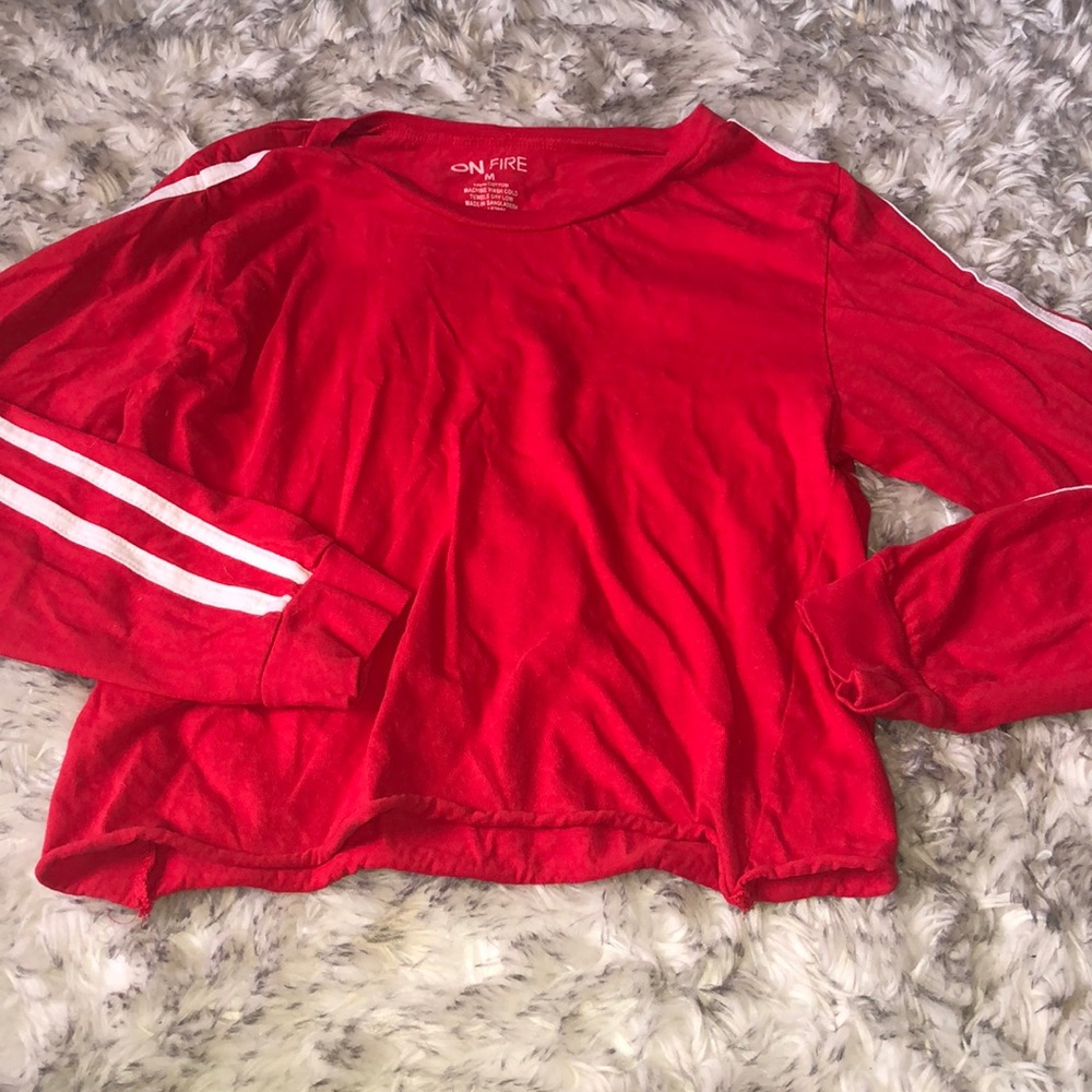 Red and white stripe crop top